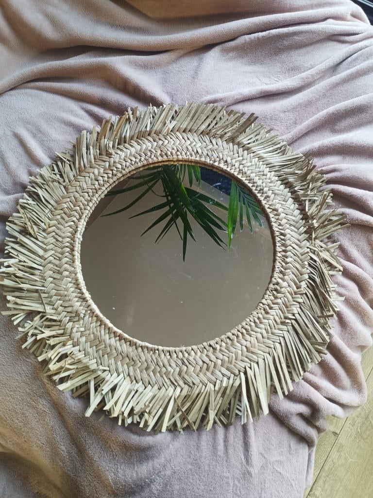 Rotan spiegel ikea, Ophalen, Gebruikt, Rond, 75 tot 100 cm