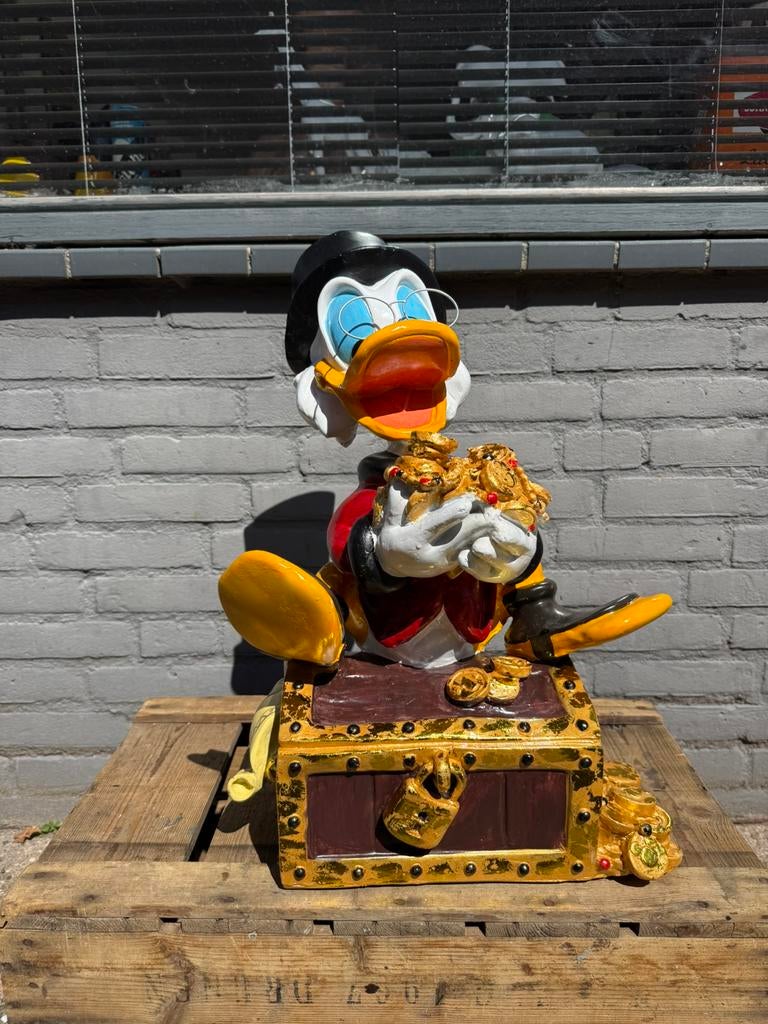 Dagobert Duck beeld met schatkist, Ophalen, Donald Duck, Zo goed als nieuw, Beeldje of Figuurtje