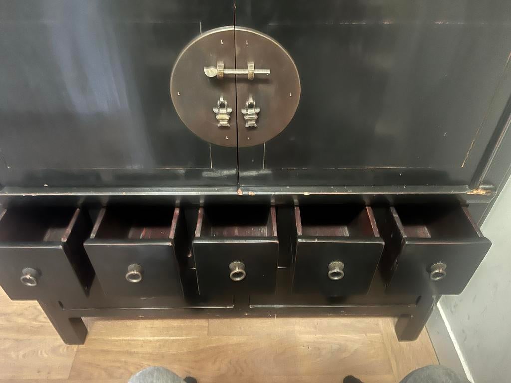 Zwarte Chinese Kast - 180 cm hoog, 105 cm breed, Ophalen