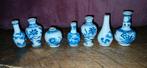 7 Antieke Chinese Miniatuur Vaasjes - Blauw-Wit Porselein, Ophalen of Verzenden