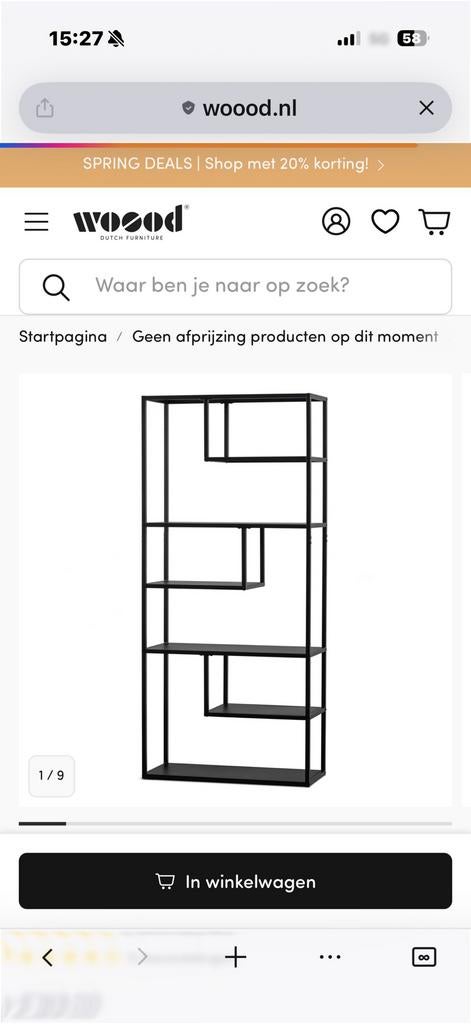 Kast met vakken zwart 'Teun' van WOOOD Essentials, Ophalen, Met plank(en), 50 tot 100 cm, Zo goed als nieuw