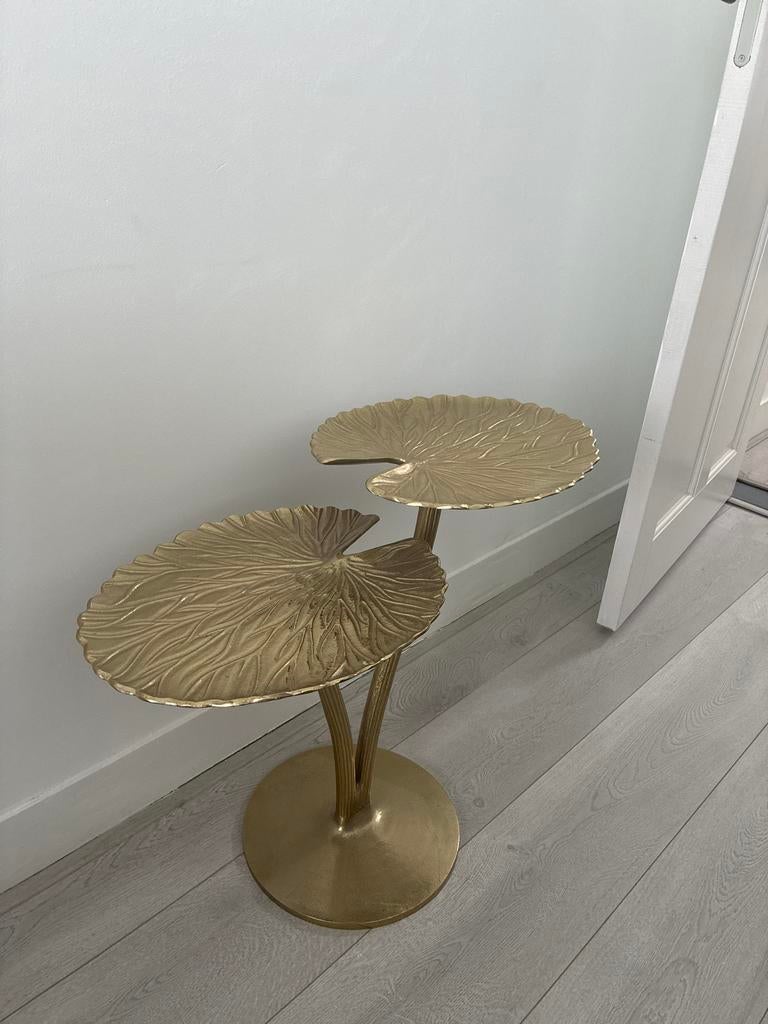 &klevering waterlelie bijzettafel messing, Huis en Inrichting, Tafels | Bijzettafels, Minder dan 55 cm, Gebruikt, Metaal of Aluminium