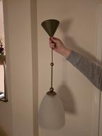 Hanglamp bronskleurig met melkglas, Ophalen of Verzenden, Glas, Minder dan 50 cm