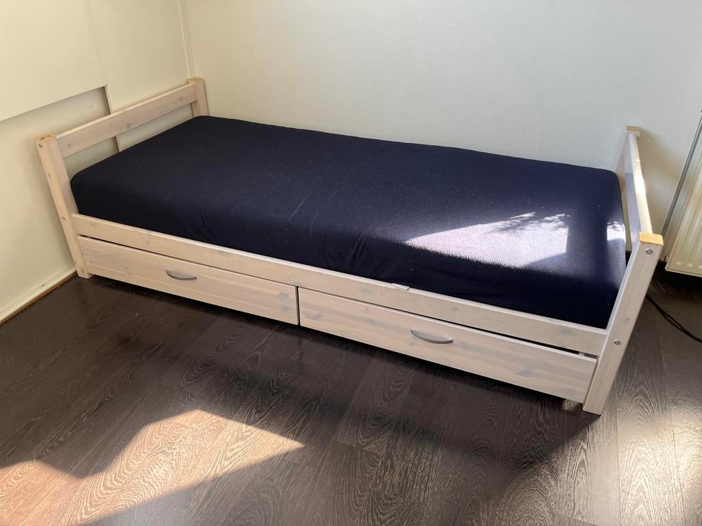 Flexa eenpersoons bed met lades, Ophalen, Gebruikt, 90 cm, Eenpersoons