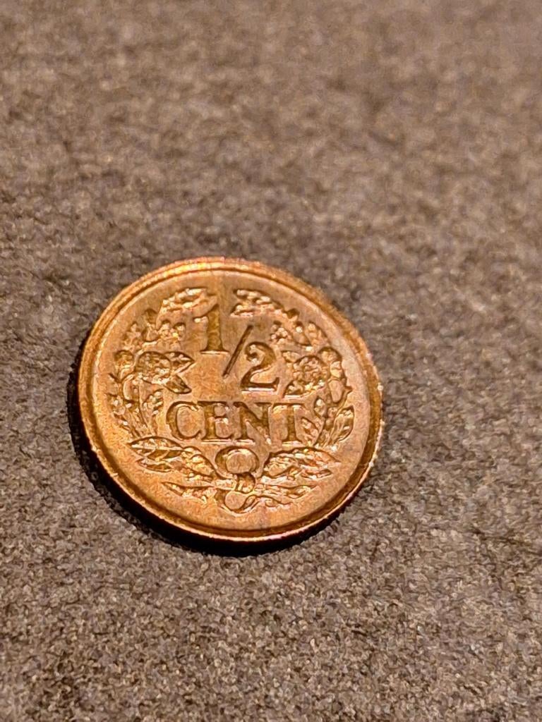 munt Nederland 1/2 cent 1938, Postzegels en Munten, Ophalen of Verzenden, Koningin Wilhelmina, Overige waardes, Losse munt