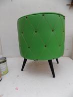vintage 1950 Poef naaimeubel kruk met opbergruimte groen, Ophalen, Gebruikt