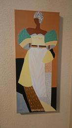 Abstract portret van een vrouw - Kleurrijk schilderij, Ophalen of Verzenden