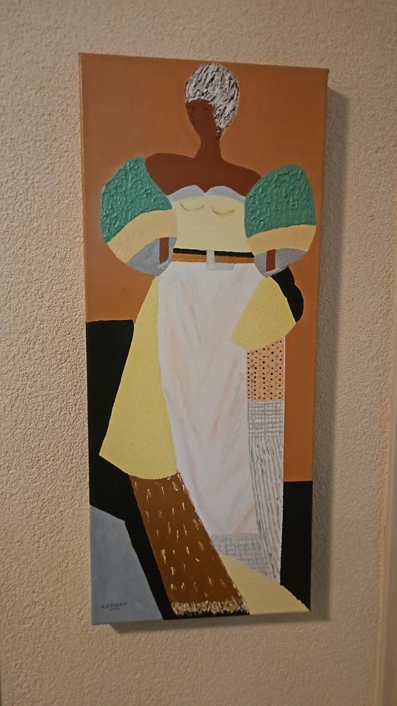 Abstract portret van een vrouw - Kleurrijk schilderij, Antiek en Kunst, Kunst | Schilderijen | Modern, Ophalen of Verzenden