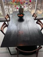 Zwarte houten eettafel 220 cm van Woood, Huis en Inrichting, Tafels | Eettafels, Ophalen, Gebruikt, 200 cm of meer, 50 tot 100 cm