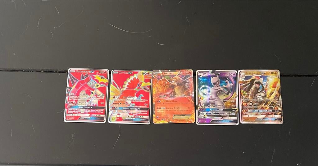 Pokémon kaarten: Turtonator, Ho-Oh, Charizard, Mewtwo, Kommo, Ophalen, Gebruikt, Meerdere kaarten