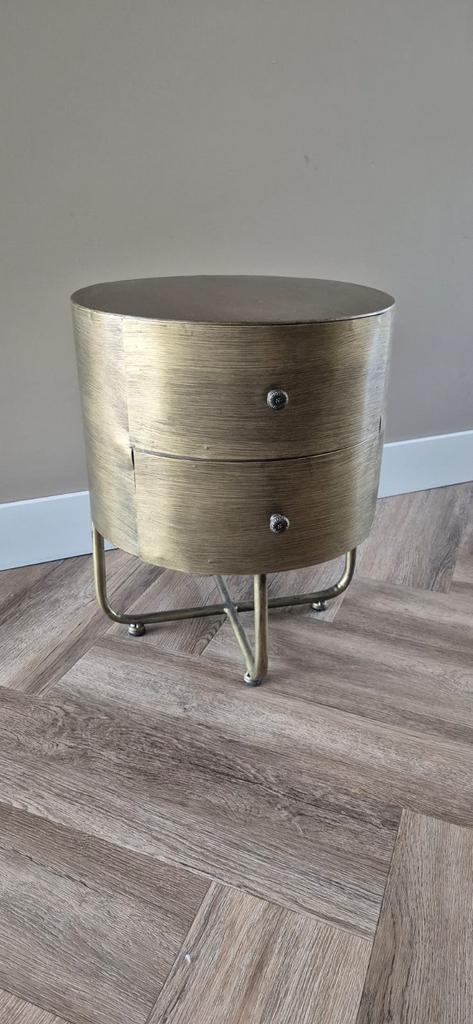 Gouden stalen kastje met 2 lades -Bieden vanaf 0 euro!, Ophalen, Minder dan 55 cm, Gebruikt, Metaal of Aluminium