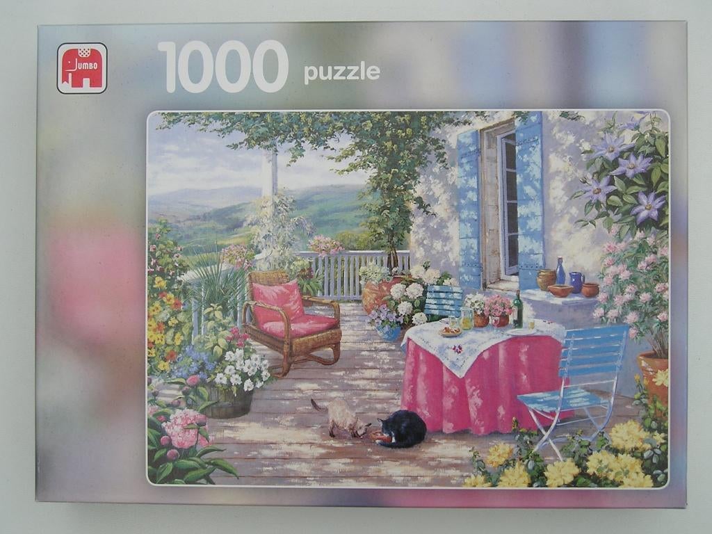 Veranda in de zon - puzzel Jumbo 1000 st, Ophalen of Verzenden, 500 t/m 1500 stukjes, Gebruikt, Legpuzzel
