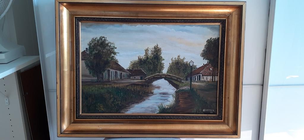 Veenendaal. Boveneind 1935. 57cm x78 cm. Een Vermeer., Antiek en Kunst, Kunst | Schilderijen | Klassiek, Ophalen of Verzenden