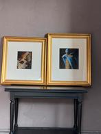 2 gesigneerde aquarel kunstwerken in professionele lijst, Ophalen of Verzenden