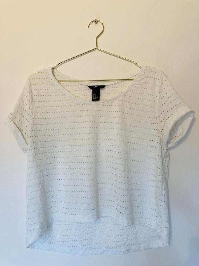 H&M S witte wijde crop top broderie anglaise egf, Kleding | Dames, H&M, Wit, Ophalen of Verzenden, Zo goed als nieuw