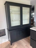 Mooie zwarte vitrinekast / buffetkast / kast - antiek, Ophalen, Gebruikt, 50 tot 100 cm, 150 tot 200 cm