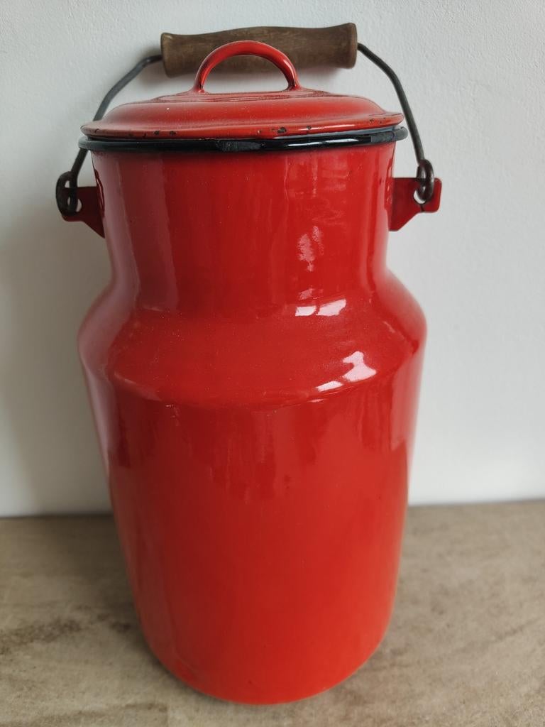 Vintage Emaille melkkan rood 4 liter, Ophalen of Verzenden