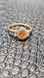14karaat gouden ring met Citrine en zirkonia steen, Nieuw, Ophalen of Verzenden, Dame, Goud