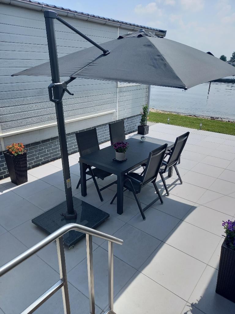 Te koop tuinstel, Ophalen, 4 zitplaatsen, Eettafel, Aluminium