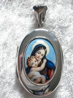 Mooi Sierlijk Zilveren Medaillon - Madonna met kindje, Sieraden, Tassen en Uiterlijk, Antieke sieraden, Verzenden, Zilver, Hanger
