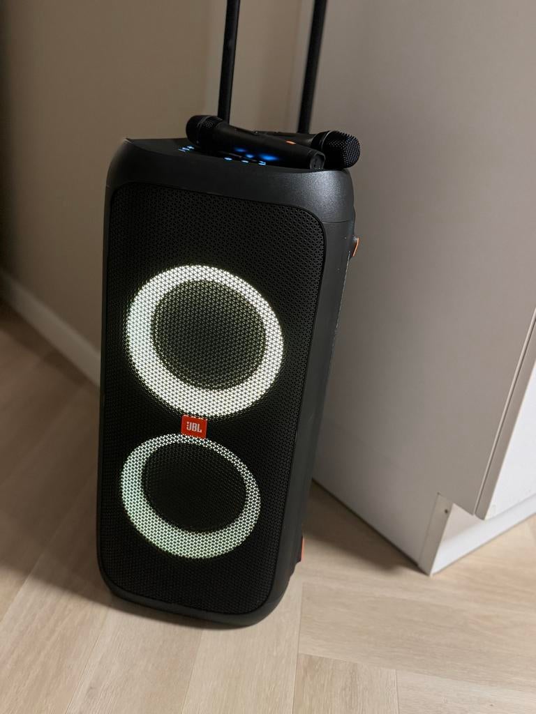 JBL Box 310 met 2 microfoons te huur, Ophalen, Gebruikt, Complete set