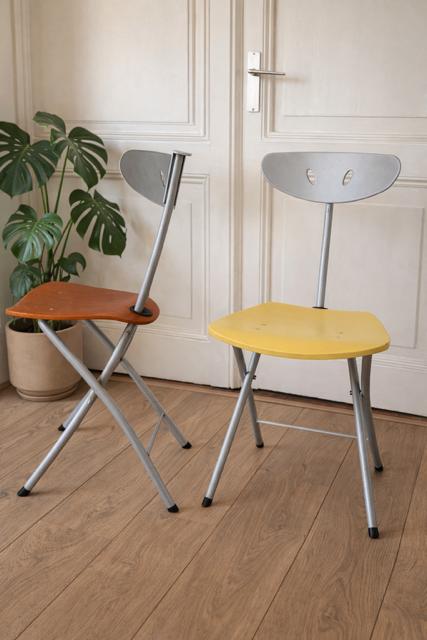 Set 2x Bonaldo Più klapstoel – Italië design terra/geel, Ophalen, Gebruikt, Twee, Overige kleuren