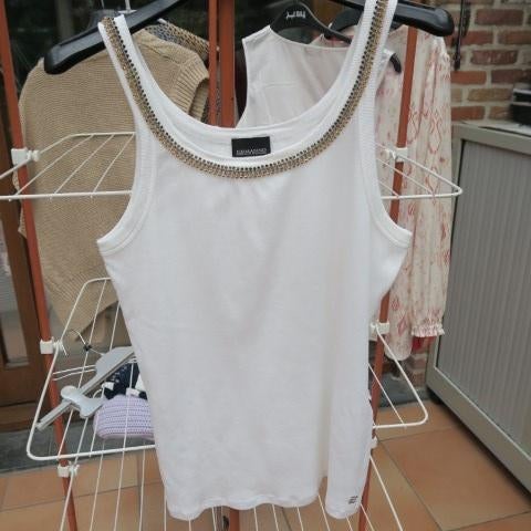 Topje nieuw wit strass Ermanno Scervino mt L, Kleding | Dames, Tops, Nieuw, Maat 42/44 (L), Wit, Zonder mouw, Ophalen of Verzenden