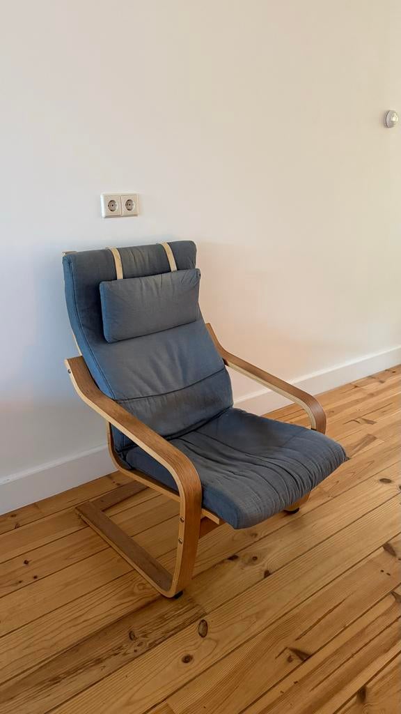 Gratis - Poang ikea Houten stoel, Ophalen, Gebruikt, Blauw, Eén