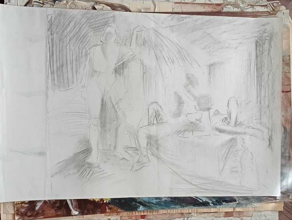 Tekening naakt erotiek figuren 20e eeuw, Ophalen of Verzenden