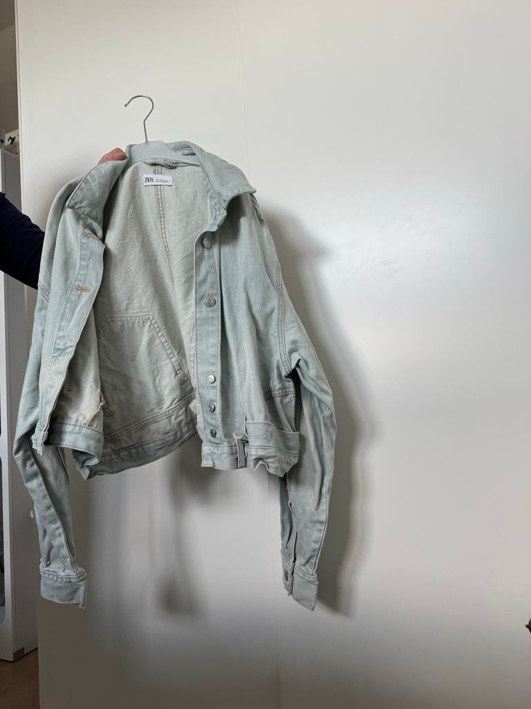 Zara spijkerjasje lichtblauw maat S, Ophalen of Verzenden, Gedragen, Maat 36 (S), Blauw