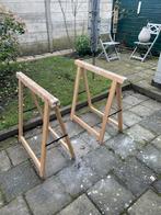Grenen Schragen - Opvouwbaar 2 stuks, Ophalen, Gebruikt, 70 tot 120 cm, Inklapbaar