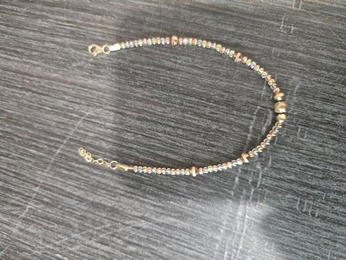14 k tricolor armband met balletjes 4,3 gram, Sieraden, Tassen en Uiterlijk, Armbanden, Nieuw, Goud, Goud, Ophalen of Verzenden