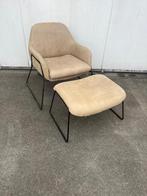 fauteuil 1 stuks met voetenbakje kunstleder zand kleur, Huis en Inrichting, Fauteuils, Ophalen, Gebruikt, Minder dan 75 cm, Metaal