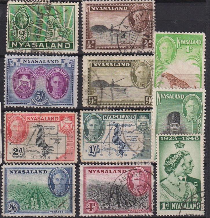 Nyasaland Koningen en koningin, Postzegels en Munten, Postzegels | Thematische zegels, Gestempeld, Koningshuis, Ophalen of Verzenden