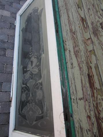 145hx52,5br Glasplaat met prachtig ge-etst glas, jugendstil beschikbaar voor biedingen