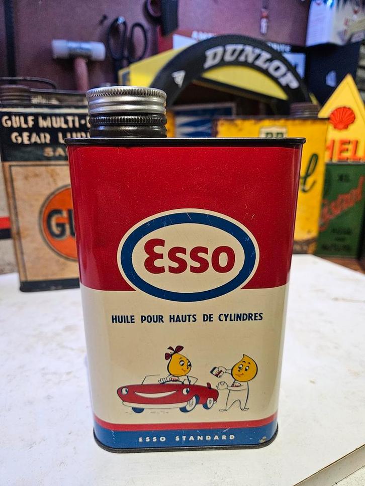 Vintage Esso Olieblik Upper Motor Lubricant 1L, Verzamelen, Blikken, Gebruikt, Overige, Ophalen of Verzenden
