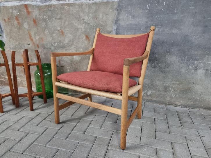 Deens Design Hans Wegner CH44 Easy Chair | Eikenhout Stoel, Huis en Inrichting, Stoelen, Gebruikt, Eén, Hout, Stof, Overige materialen