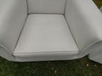 2 witte leren fauteuils, Huis en Inrichting, Fauteuils, Ophalen, Gebruikt, 75 tot 100 cm, Leer