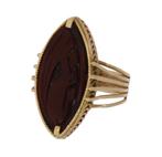Intaglio 18k gouden vintage ring abbia noot fraai unisex, Sieraden, Tassen en Uiterlijk, Antieke sieraden, Ophalen of Verzenden