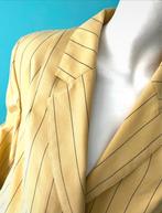 Vintage jaren 80 blazer lichtgeel krijtstreep 42, Kleding | Dames, Jasjes, Kostuums en Pakken, Verzenden, Geel, Maat 42/44 (L)