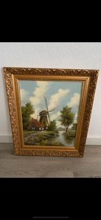 Oud schilderij molen met prachtige lijst, Schilderij, Zo goed als nieuw, Oorspronkelijke maker, Ophalen