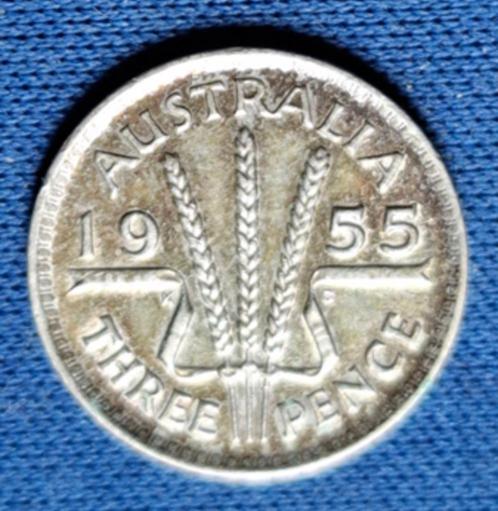 Australië 3 pence 1955 Km 57, Postzegels en Munten, Munten | Oceanië, Losse munt, Zilver, Verzenden