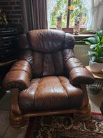 Klassiek eiken bisonleer fauteuil, Huis en Inrichting, Fauteuils, Ophalen