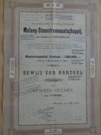Aandeel 1000 gulden Malang - Stoomtrammaatschappij. 1896, Postzegels en Munten, Aandelen en Waardepapieren, Ophalen of Verzenden