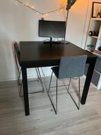 Bjursta Ikea bartafel vierkant zwart/bruin, 100 tot 150 cm, 100 tot 150 cm, Vier personen, Zo goed als nieuw