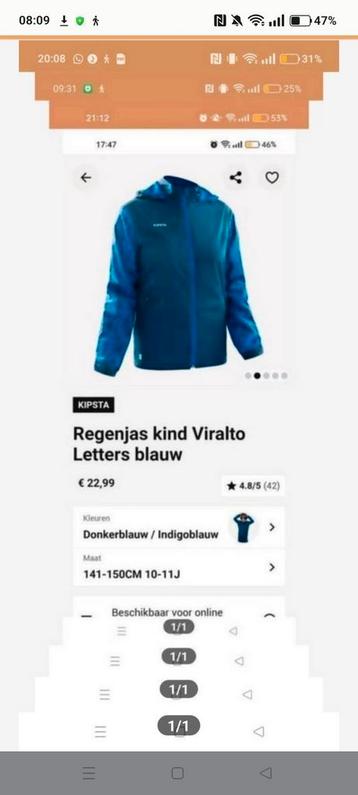 Kipsta voetbalregenjas kind Viralto 141-150cm 10-11Jaar beschikbaar voor biedingen