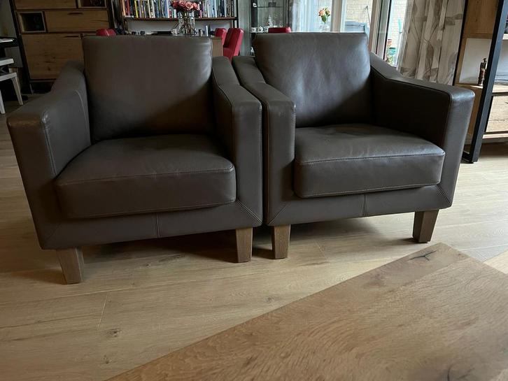 Leolux Lederen Fauteuils - Zeer Nette Staat, Huis en Inrichting, Fauteuils, Zo goed als nieuw, Leer, 50 tot 75 cm, 75 tot 100 cm