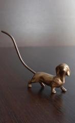 Vintage teckelringhouder uit de jaren 60, bronzen hondenscul, Antiek en Kunst, Antiek | Koper en Brons, Ophalen of Verzenden, Brons