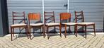 Set van 5 Retro Teakhouten Eetkamerstoelen, Huis en Inrichting, Stoelen, Ophalen, Hout, Gebruikt, Bruin