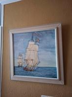 Schilderij met twee zeilschepen, Antiek en Kunst, Kunst | Schilderijen | Klassiek, Ophalen of Verzenden